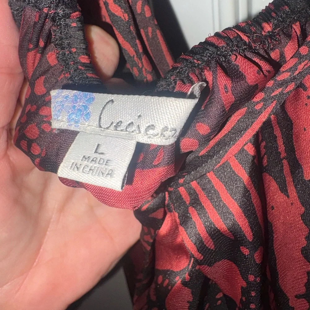 Red and Black Patterned Racerback Dress - Picture 3 of 3